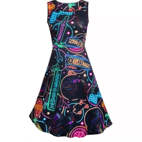 Nwt Disney dress shop cars land neon lights dress size small - Picture 2 of 4